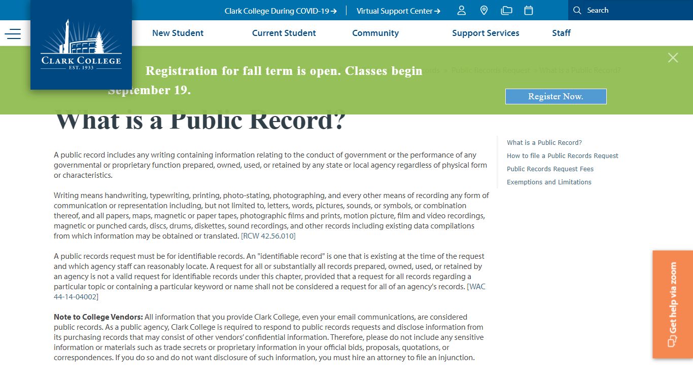 What is a Public Record? - Clark College